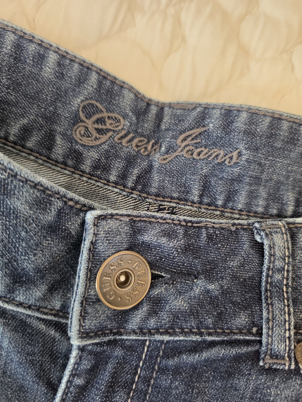 GUESS Super Low Rise Jeans - Classic Mid Wash